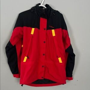 L.L. Bean Women's Jacket with Red and Black Design Small
